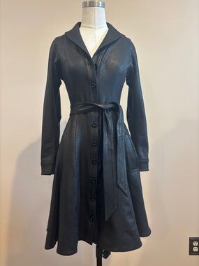 Byron Lars Black Faux Leather Dress